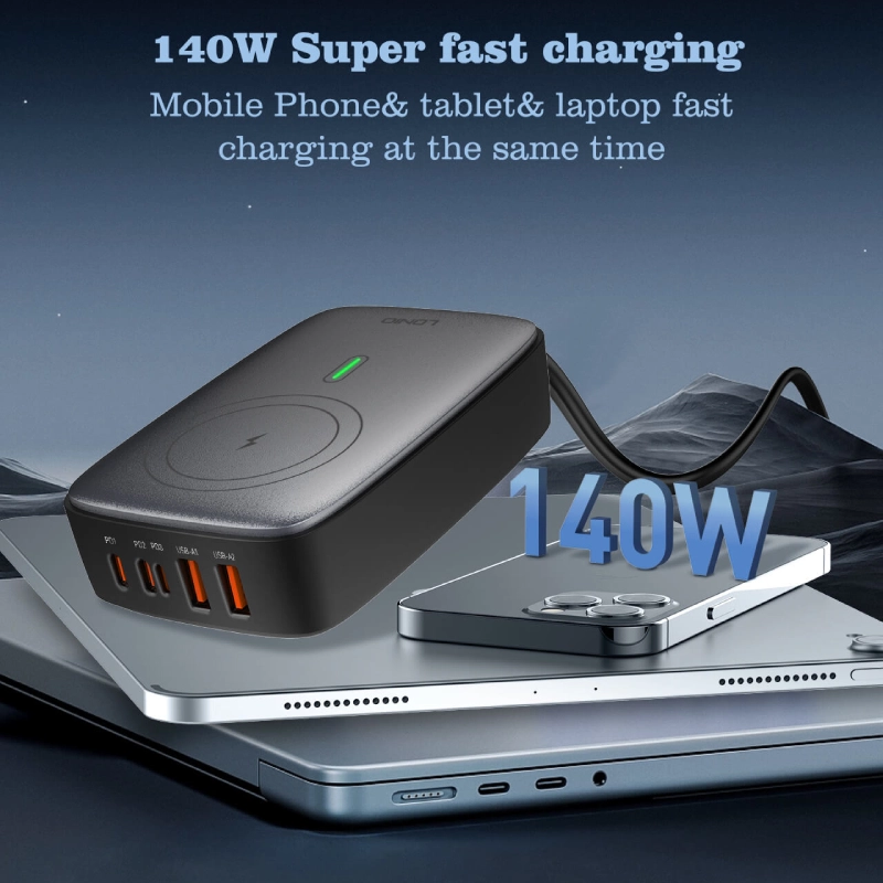 قیمت و خرید شارژ وایرلس و شارژر رومیزی 5 پورت الدینیو مدل Q4010